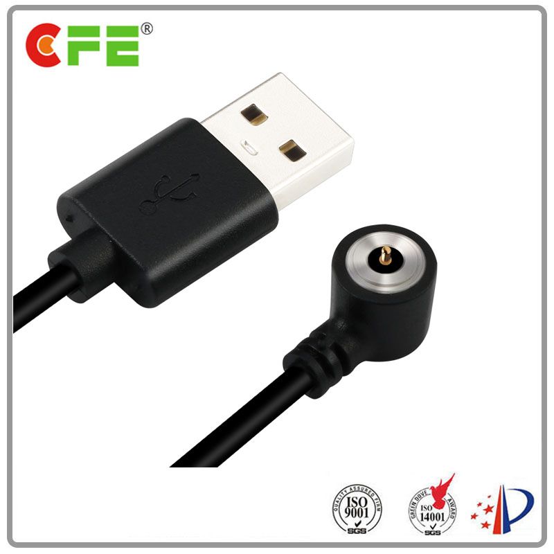 Fast charging round magnetic cable connector with usb