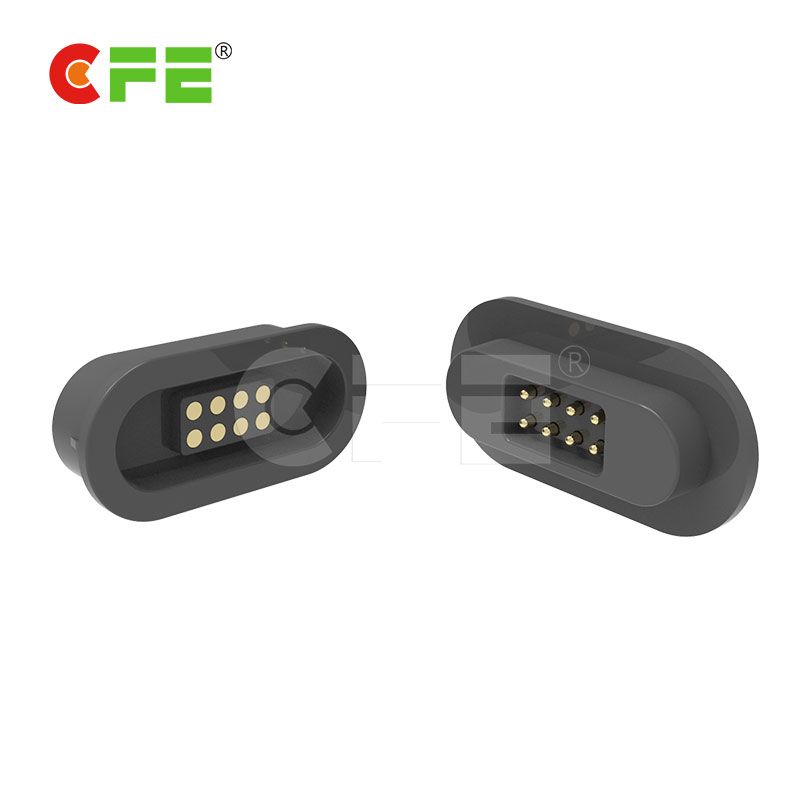 Male female pogo magnetic connector 8 pin